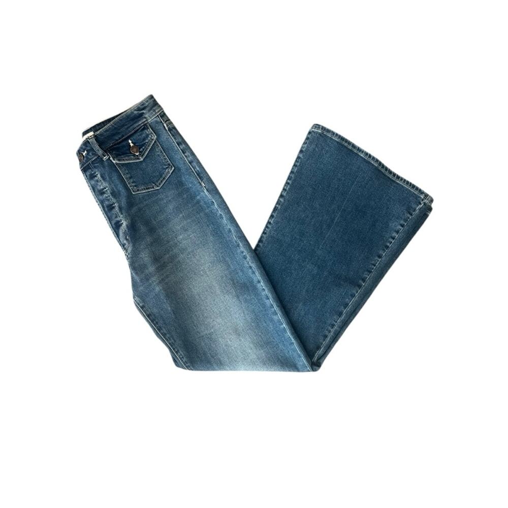 Rollas Women’s East Coast Flare High Rise Y2K Flared Stretch Blue Jeans Size 29 - Picture 11 of 12